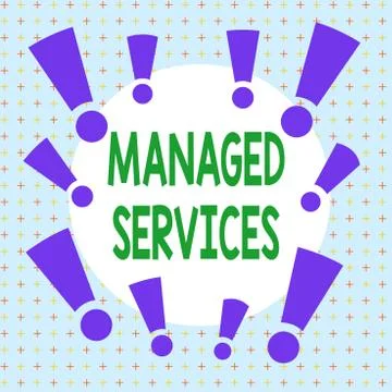Text sign showing Managed Services. Conceptual photo company that remotely Illustrazione stock