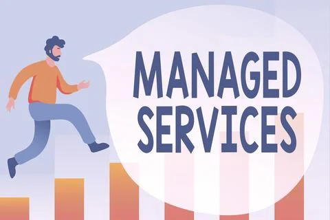 Text sign showing Managed Services. Internet Concept company that remotely Illustration