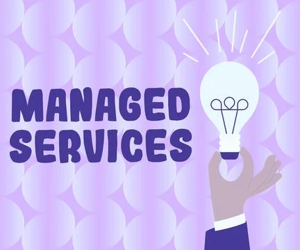 Text sign showing Managed Services. Concept meaning company that remotely man Illustrazione stock