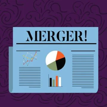 Text sign showing Merger. Conceptual photo Combination of two things or Illustrazione stock