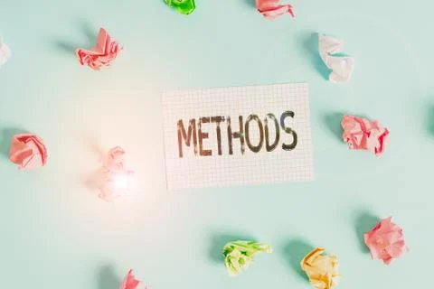 Text sign showing Methods. Conceptual photo the particular form of procedure for 스톡 사진