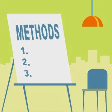 Text sign showing Methods. Word for the particular form of procedure for Ilustración de archivo