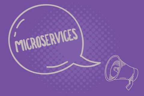 Text sign showing Microservices. Conceptual photo Software development technique Illustrazione stock