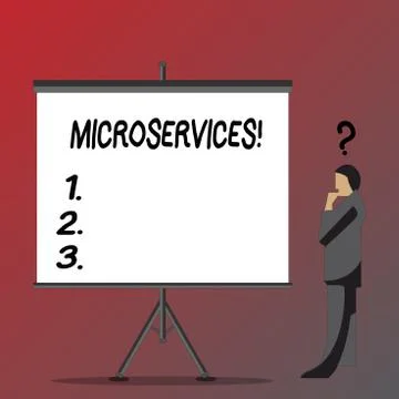 Text sign showing Microservices. Conceptual photo Software development technique Illustrazione stock