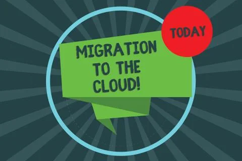Text sign showing Migration To The Cloud. Conceptual photo Transfer data to Stock Illustration