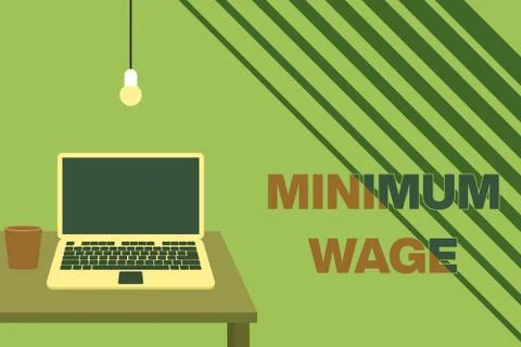 Text sign showing Minimum Wage. Conceptual photo the lowest wage permitted by Stock-Illustration