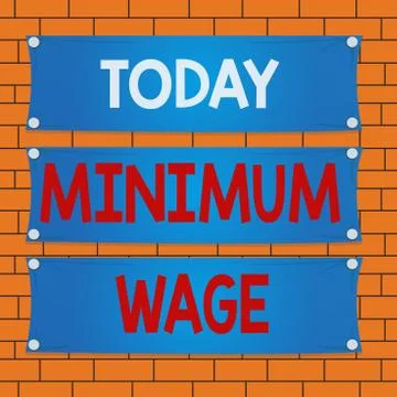 Text sign showing Minimum Wage. Conceptual photo the lowest wage permitted by Stockillustratie