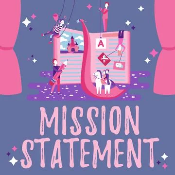 Text sign showing Mission Statement. Concept meaning formal summary of the aims Stockillustratie