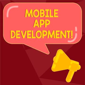 Text sign showing Mobile App Development. Conceptual photo procedures involved Illustrazione stock