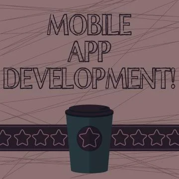 Text sign showing Mobile App Development. Conceptual photo procedures involved Illustrazione stock