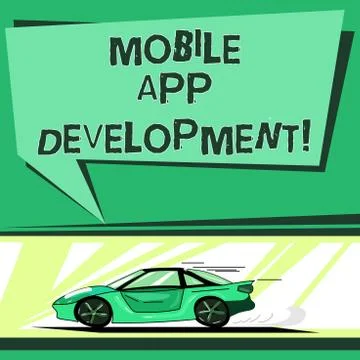 Text sign showing Mobile App Development. Conceptual photo procedures involved Stock Illustration