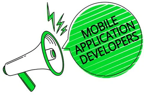 Text sign showing Mobile Application Developers. Conceptual photo create soft Stock Illustration