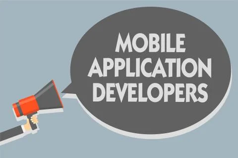 Text sign showing Mobile Application Developers. Conceptual photo create soft Stock Illustration