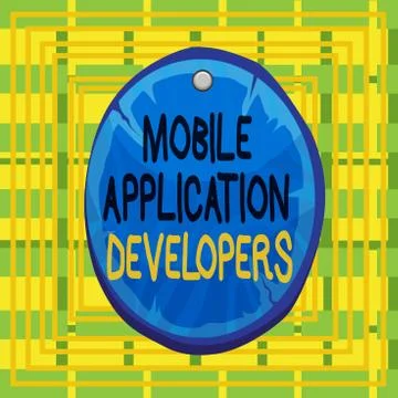 Text sign showing Mobile Application Developers. Conceptual photo create Stock Illustration