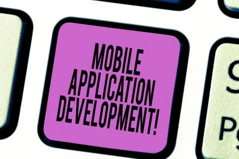 Text sign showing Mobile Application Development. Conceptual photo Writing Stock Photos