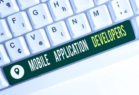 Text sign showing Mobile Application Developers. Conceptual photo create Foto stock