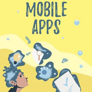 Text sign showing Mobile Apps. Word for a software application designed to run イラスト素材