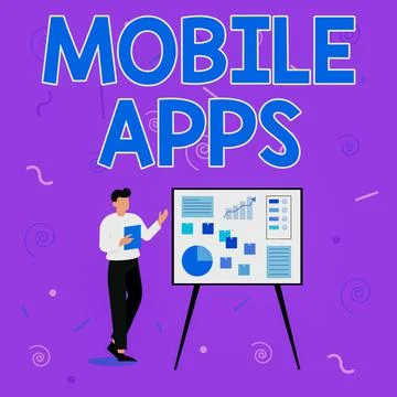 Text sign showing Mobile Apps. Business idea a software application designed to Stock Illustration
