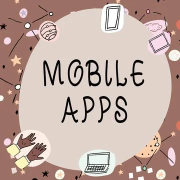 Text sign showing Mobile Apps. Business approach small programs are made to work Stock Illustration