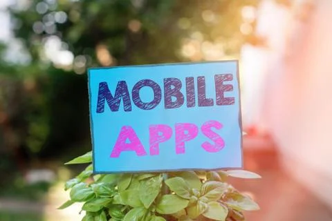 Text sign showing Mobile Apps. Conceptual photo a software application designed 스톡 사진