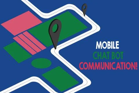 Text sign showing Mobile Chat Bot Communication. Conceptual photo Artificial Illustrazione stock