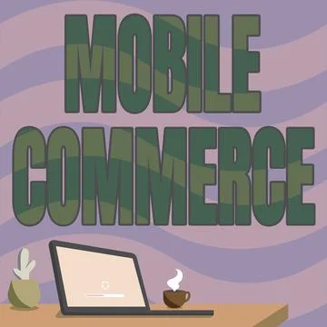Text sign showing Mobile Commerce. Business approach all online commercial Stock Illustration