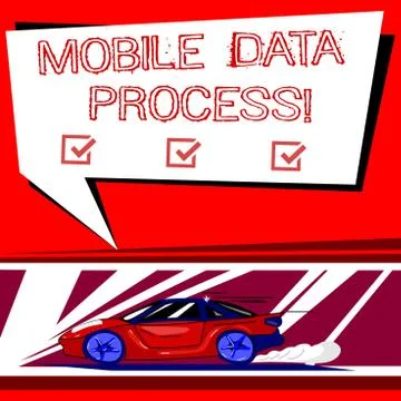 Text sign showing Mobile Data Process. Conceptual photo combination of machines Stock Illustration