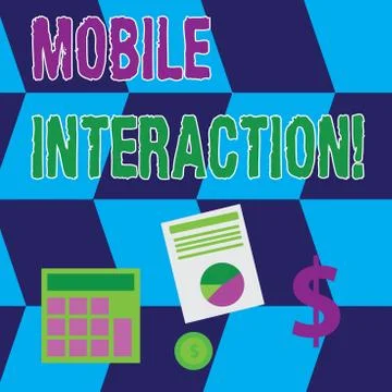Text sign showing Mobile Interaction. Conceptual photo the interaction between Illustrazione stock
