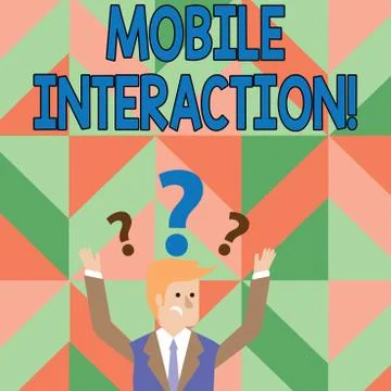 Text sign showing Mobile Interaction. Conceptual photo the interaction between Illustrazione stock