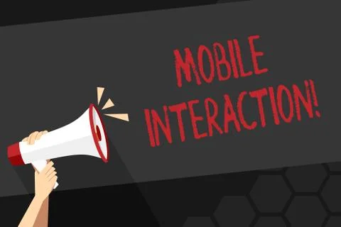Text sign showing Mobile Interaction. Conceptual photo the interaction between Illustrazione stock