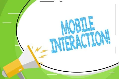 Text sign showing Mobile Interaction. Conceptual photo the interaction between Illustrazione stock