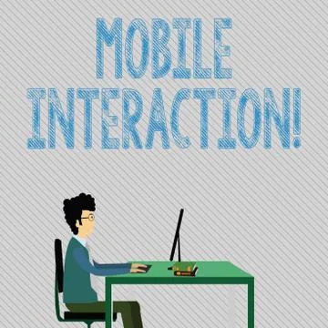 Text sign showing Mobile Interaction. Conceptual photo the interaction between Illustrazione stock