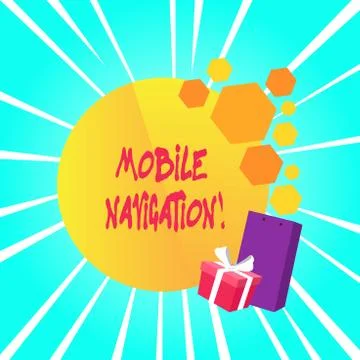 Text sign showing Mobile Navigation. Conceptual photo graphical user interface Illustrazione stock
