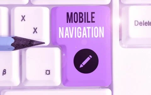 Text sign showing Mobile Navigation. Conceptual photo graphical user interface Foto stock