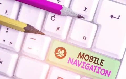 Text sign showing Mobile Navigation. Conceptual photo graphical user interface Stock Photos