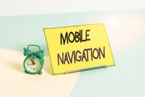 Text sign showing Mobile Navigation. Conceptual photo graphical user interface Foto stock
