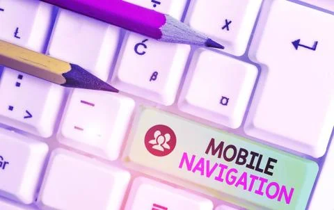 Text sign showing Mobile Navigation. Conceptual photo graphical user interface Stock Photos