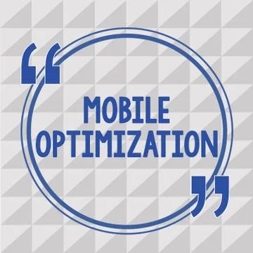 Text sign showing Mobile Optimization. Conceptual photo Site Content Reformat Stock Illustration