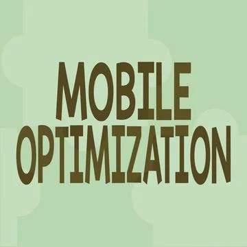 Text sign showing Mobile Optimization. Business overview Site Content 库存插图