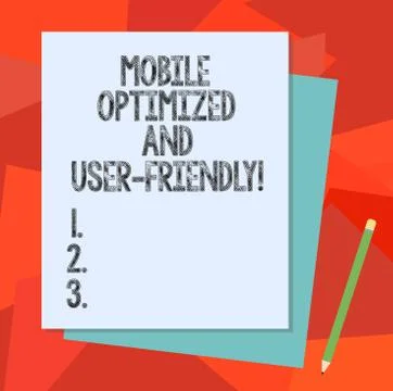 Text sign showing Mobile Optimized And User Friendly. Conceptual photo Modern Illustrazione stock