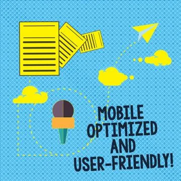 Text sign showing Mobile Optimized And User Friendly. Conceptual photo Modern 스톡 일러스트