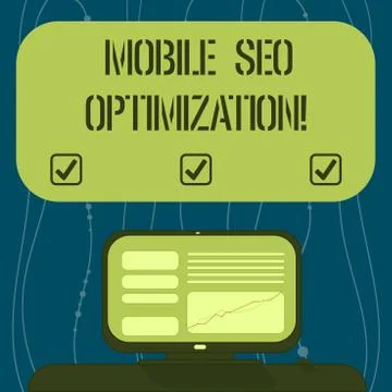 Text sign showing Mobile Seo Optimization. Conceptual photo enables a website to Stock Illustration