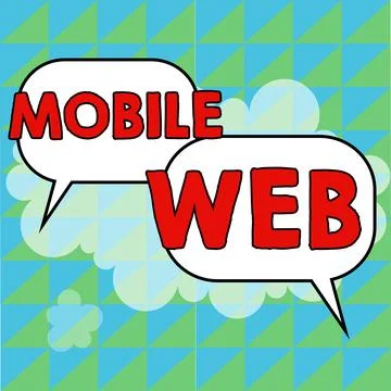 Text sign showing Mobile Web. Internet Concept browser-based internet services 스톡 일러스트