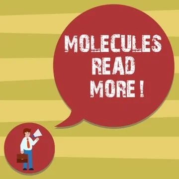 Text sign showing Molecules Read More. Conceptual photo smallest amount of Stock Illustration