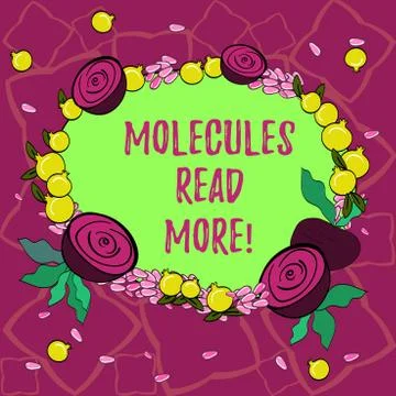 Text sign showing Molecules Read More. Conceptual photo smallest amount of Stock Illustration