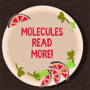 Text sign showing Molecules Read More. Conceptual photo smallest amount of Stock Illustration
