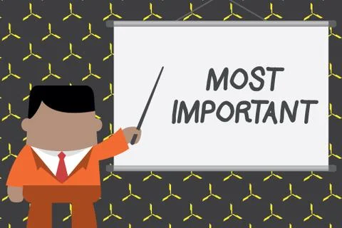 Text sign showing Most Important. Conceptual photo Greatest or highest degree Stock Illustration