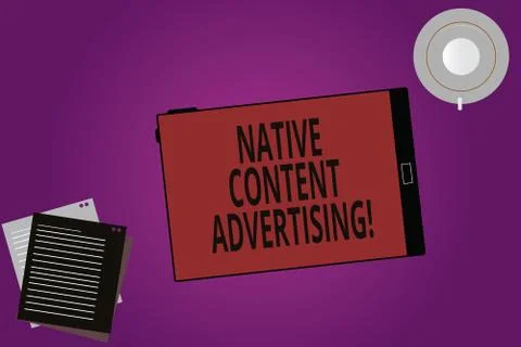 Text sign showing Native Content Advertising. Conceptual photo Ad experience Stock Illustration