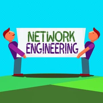 Text sign showing Network Engineering. Conceptual photo professional who has the Stock Illustration