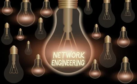 Text sign showing Network Engineering. Conceptual photo professional who has the Illustrazione stock